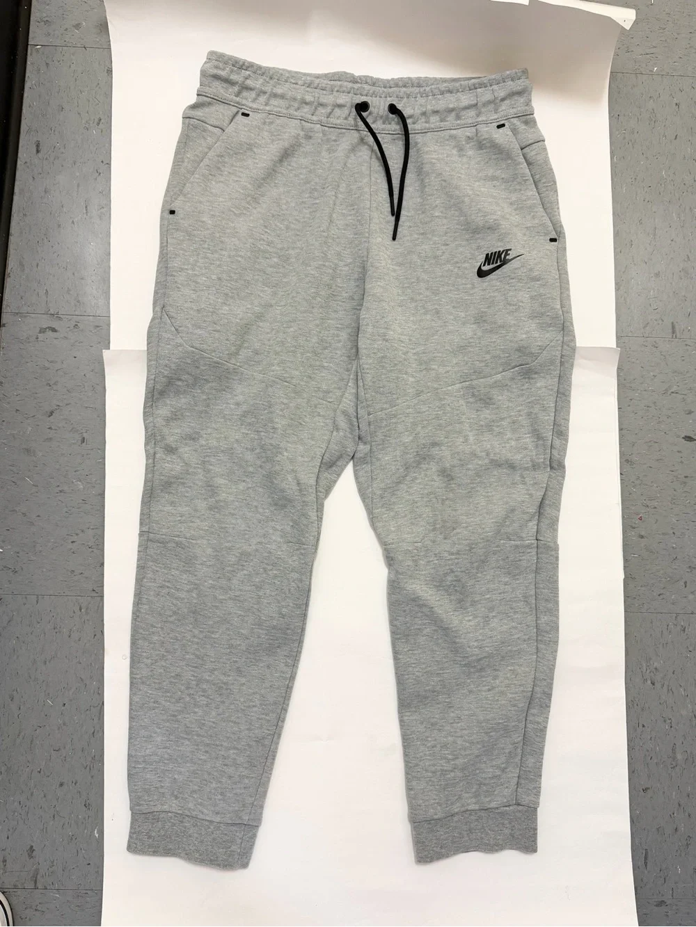 Nike Kids Gray Fleece Joggers with Black Drawcord